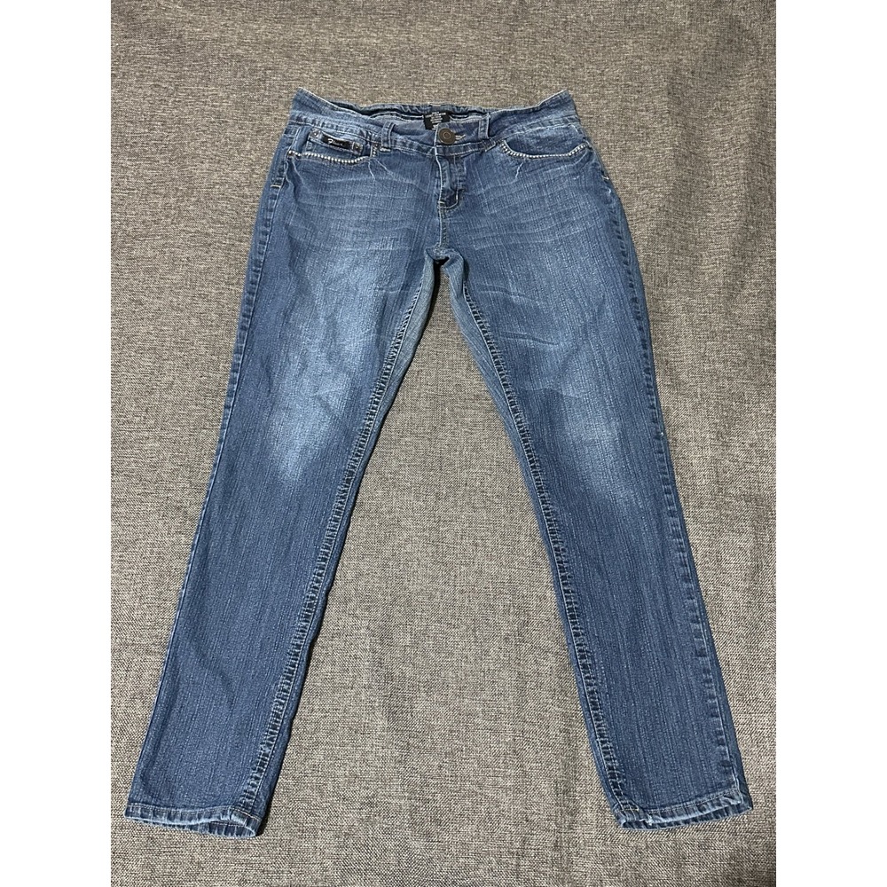 Flavour by Bubblegum Women Size 16 Jeans Blue Denim Straight Leg Studded Pockets